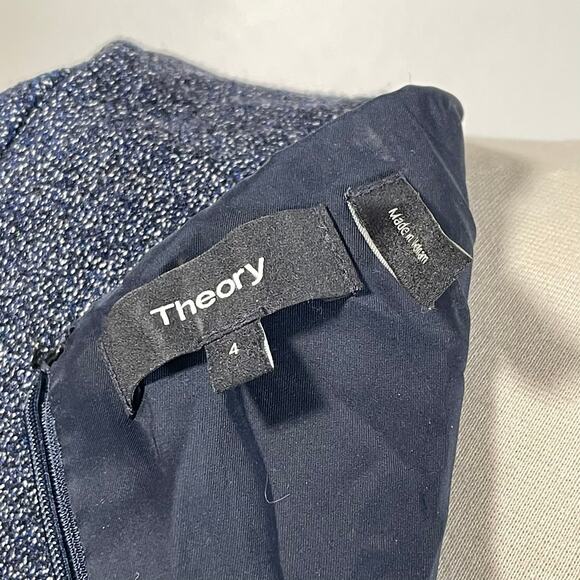 Theory • Betty Dress Short Sleeve Dashed Wool Blend Sheath Dress - Picture 5 of 6